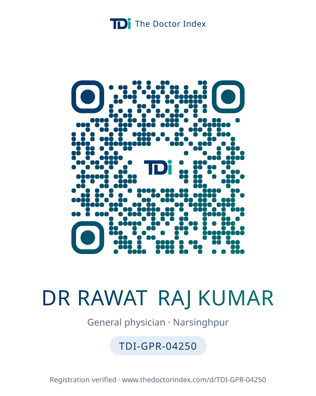 QR card for Dr Rawat Raj Kumar, TDI-GPR-04250