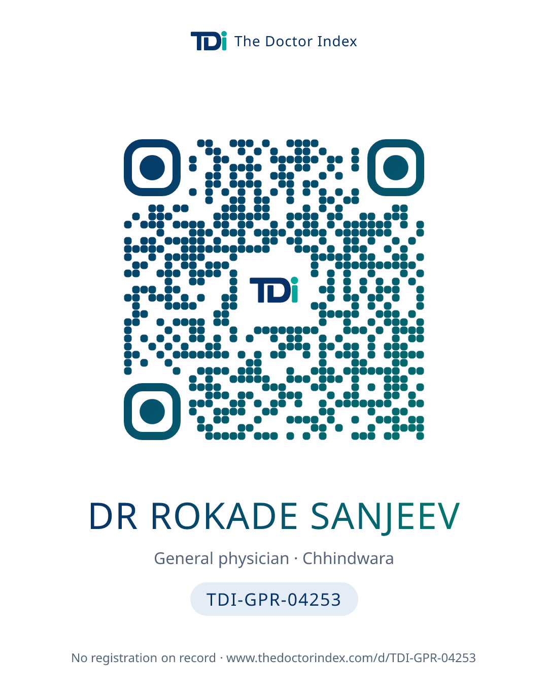 QR card for Dr Rokade Sanjeev, TDI-GPR-04253