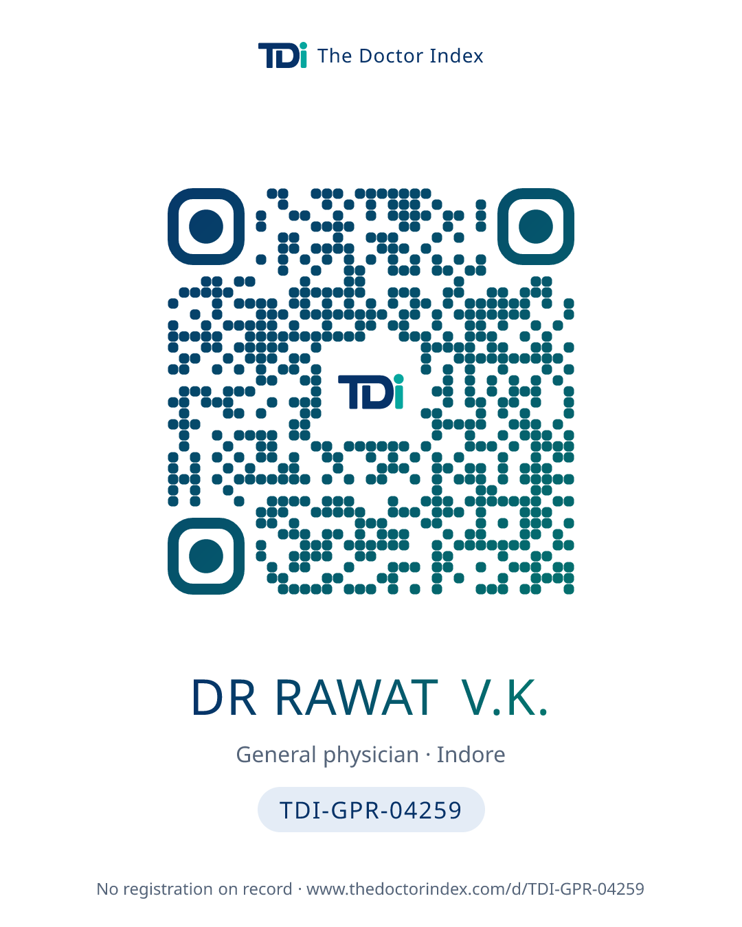 QR card for Dr Rawat V.K., TDI-GPR-04259