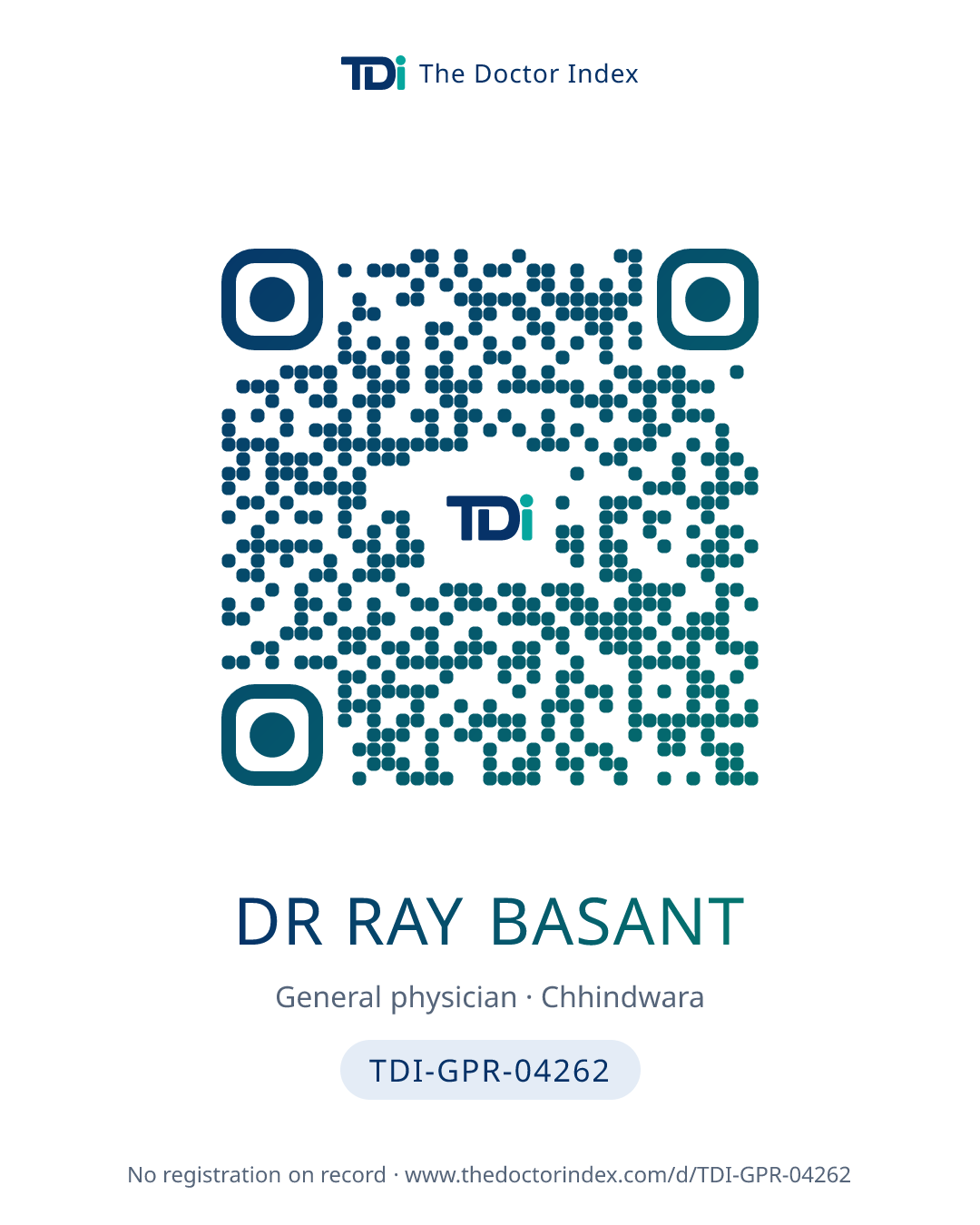 QR card for Dr Ray Basant, TDI-GPR-04262