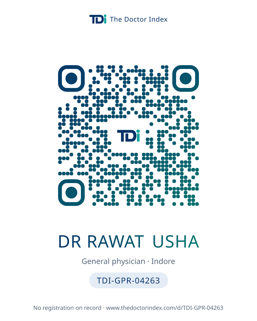 QR card for Dr Rawat Usha, TDI-GPR-04263