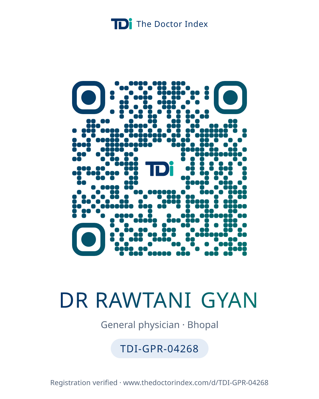 QR card for Dr Rawtani Gyan, TDI-GPR-04268
