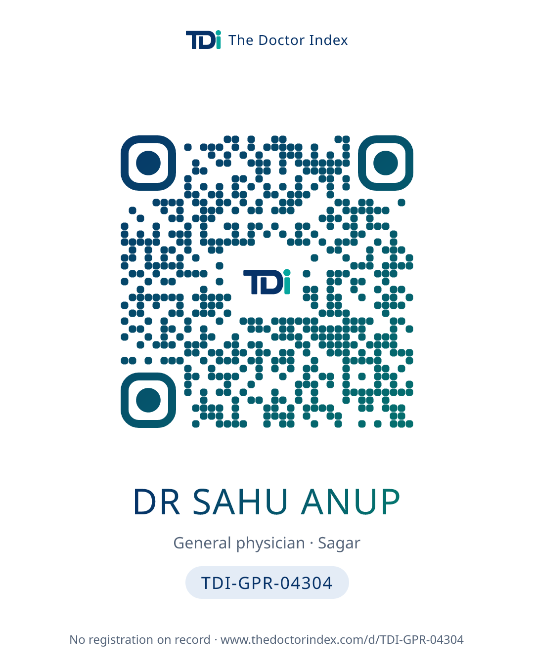 QR card for Dr Sahu Anup, TDI-GPR-04304