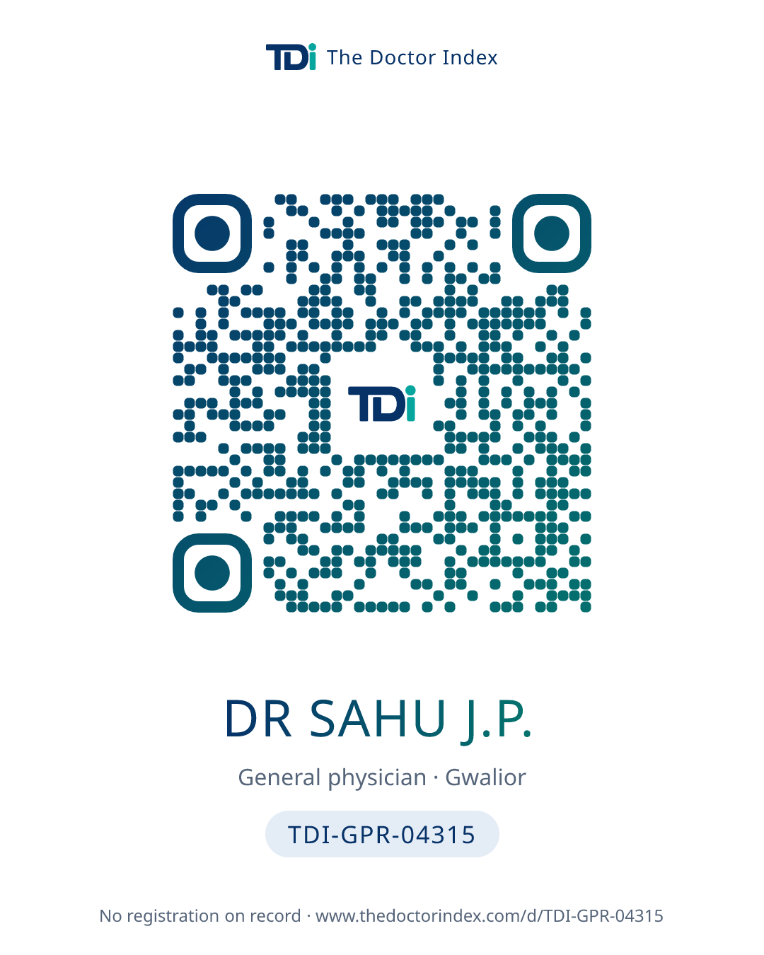 QR card for Dr Sahu J.P., TDI-GPR-04315