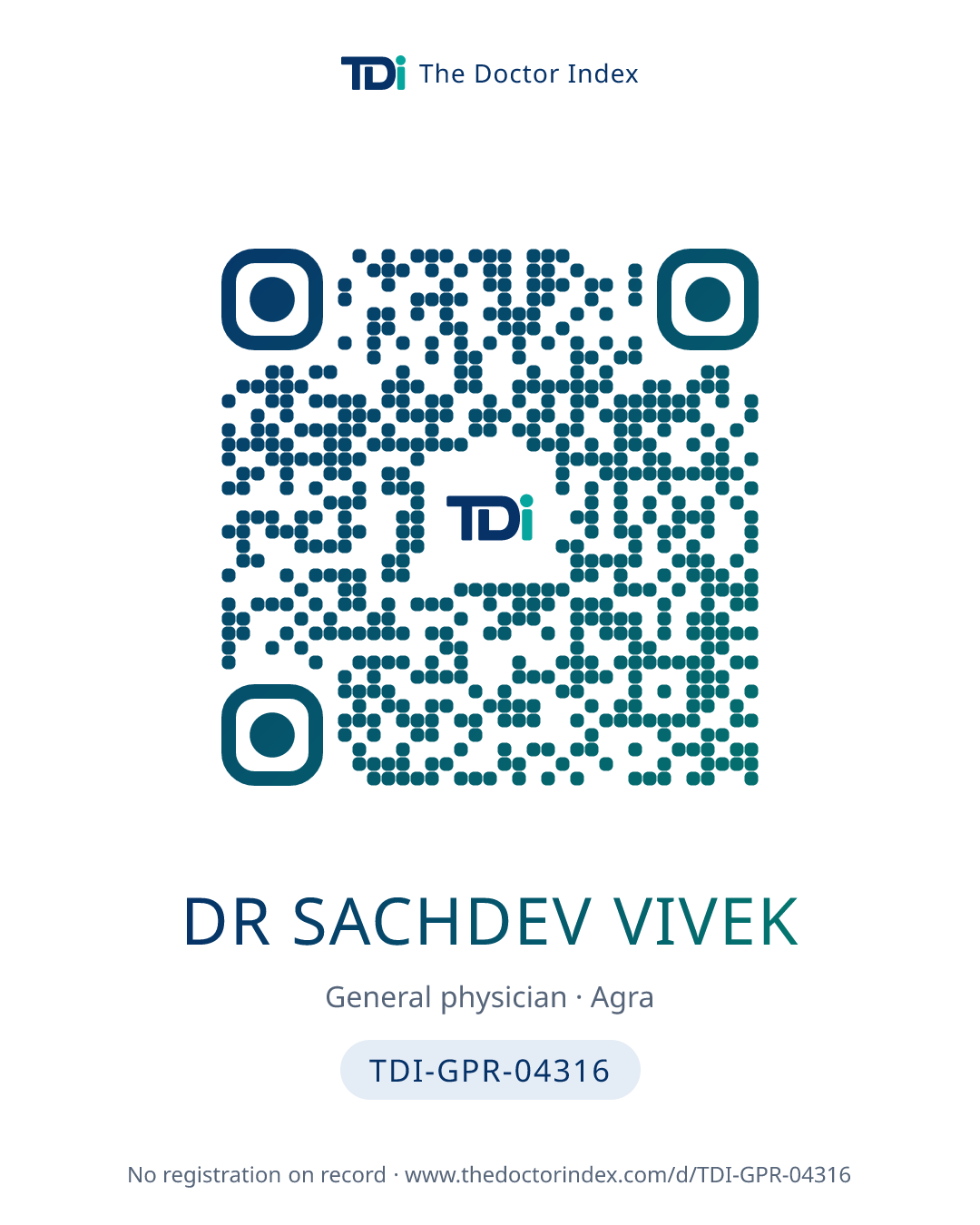 QR card for Dr Sachdev Vivek, TDI-GPR-04316