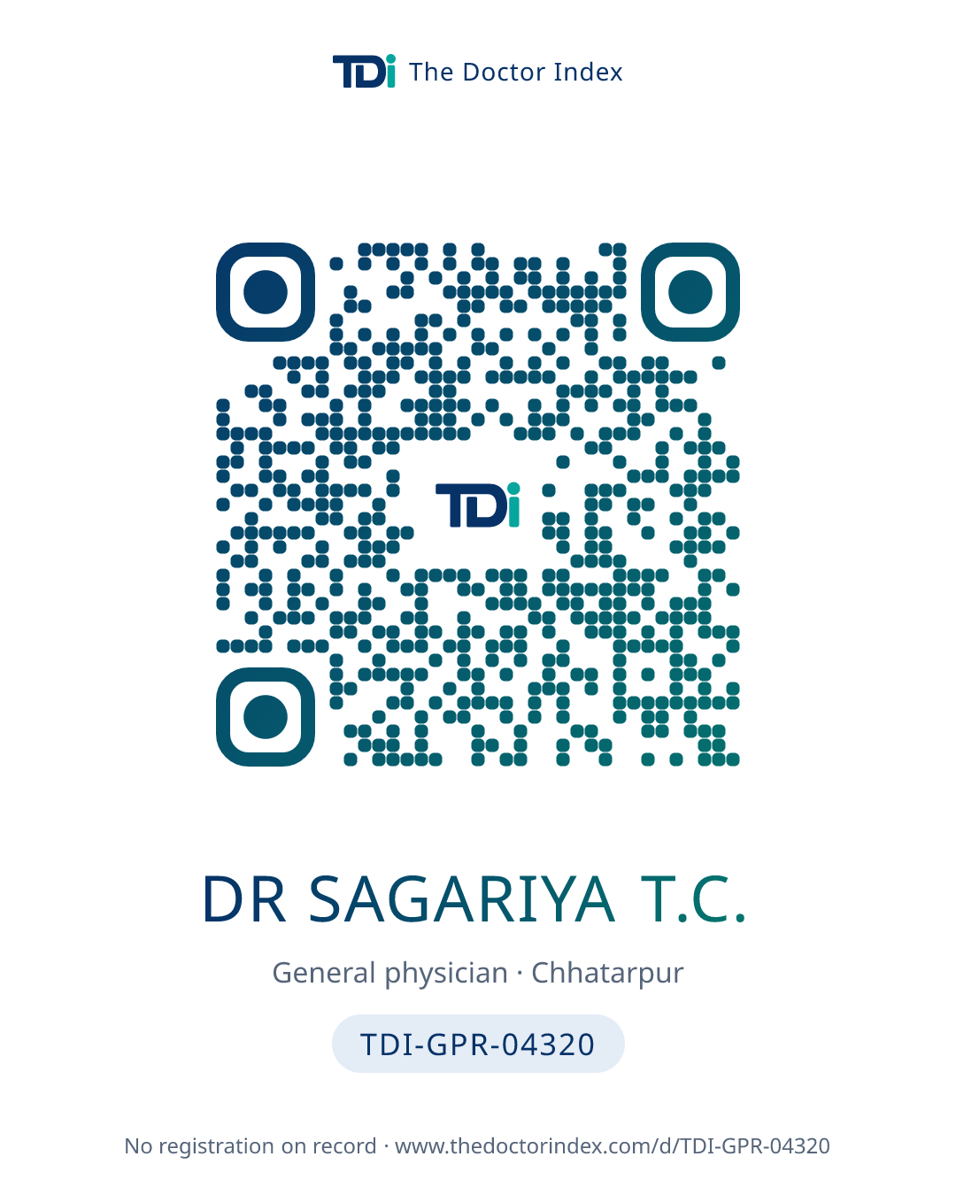 QR card for Dr Sagariya T.C., TDI-GPR-04320