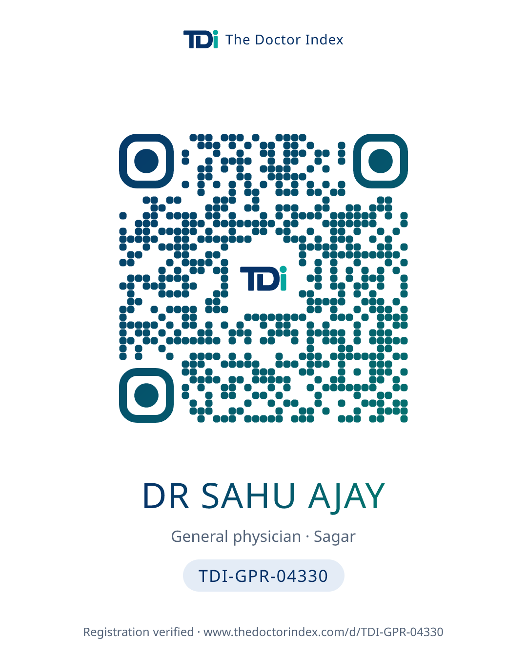 QR card for Dr Sahu Ajay, TDI-GPR-04330