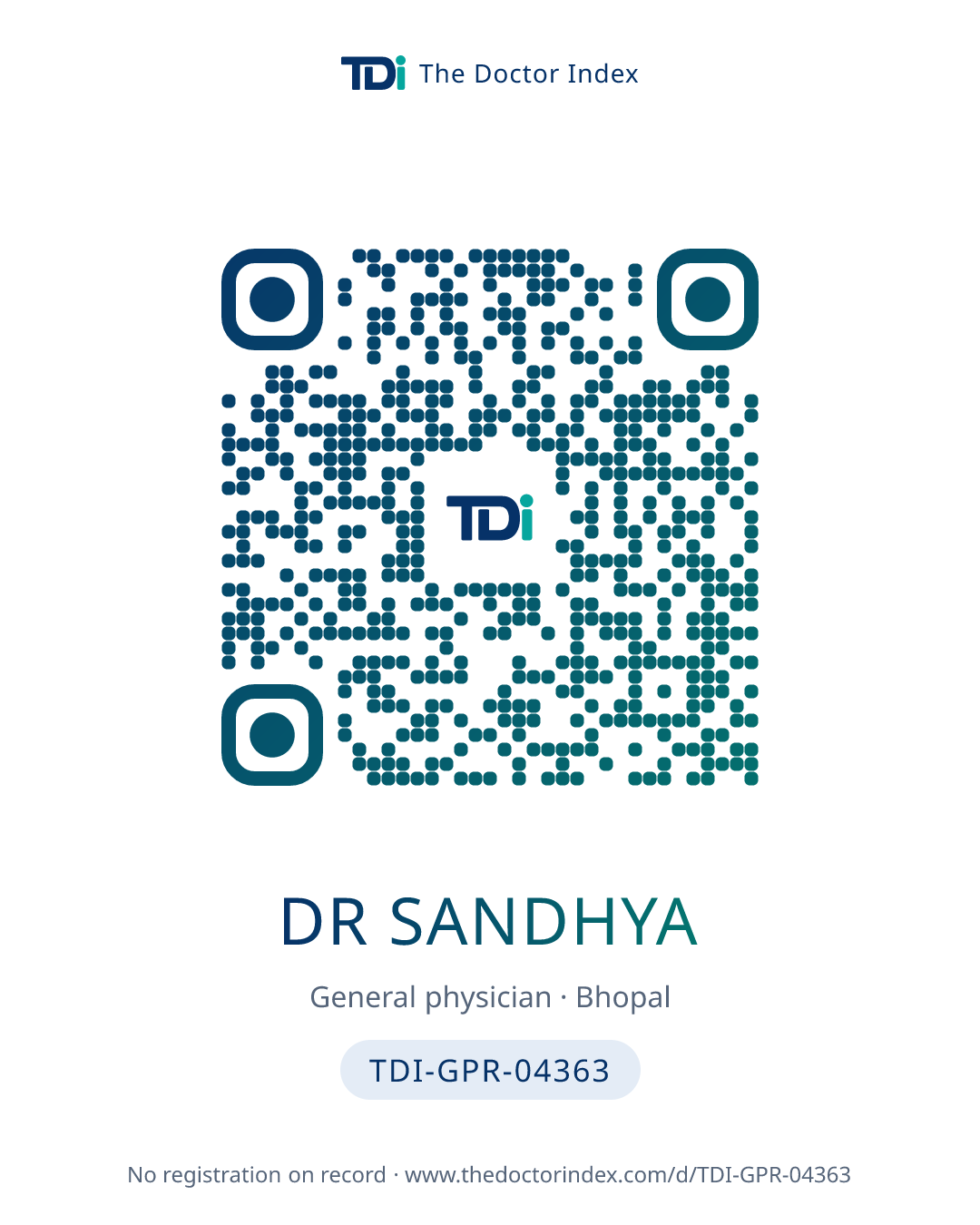 QR card for Dr Sandhya, TDI-GPR-04363