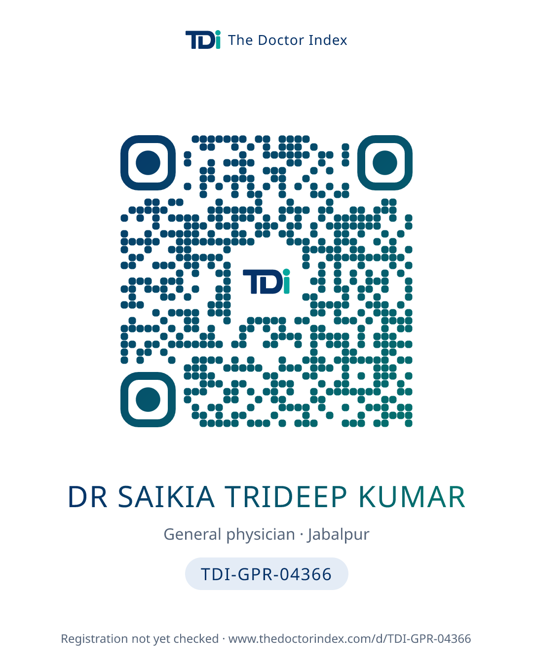 QR card for Dr Saikia Trideep Kumar, TDI-GPR-04366