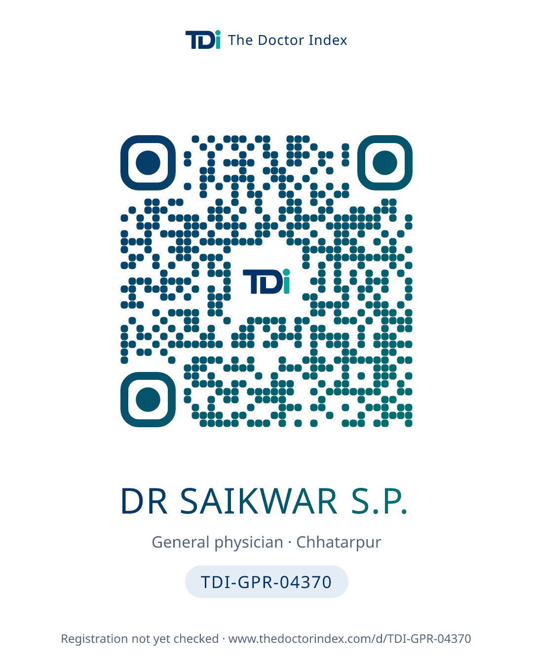 QR card for Dr Saikwar S.P., TDI-GPR-04370