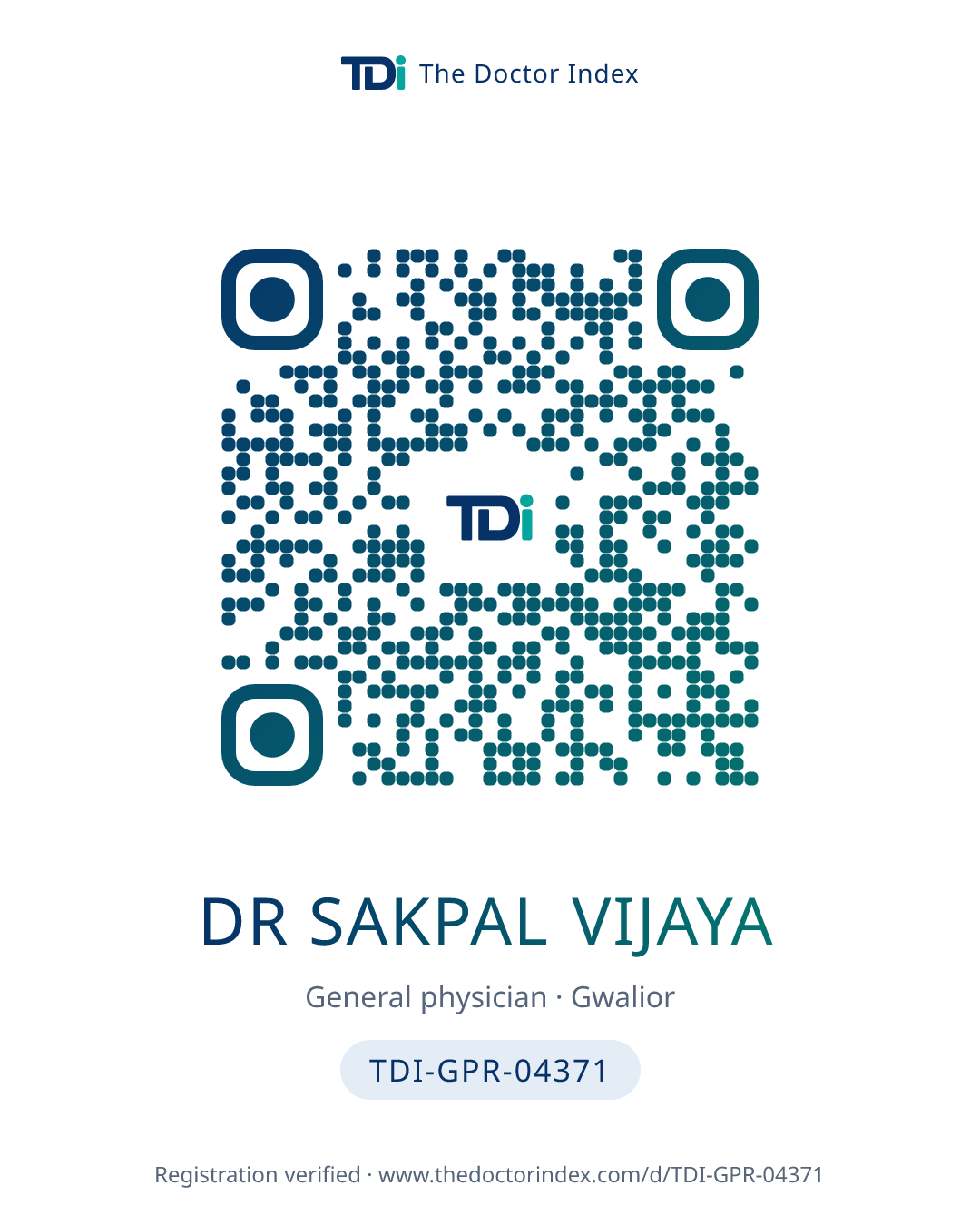 QR card for Dr Sakpal Vijaya, TDI-GPR-04371