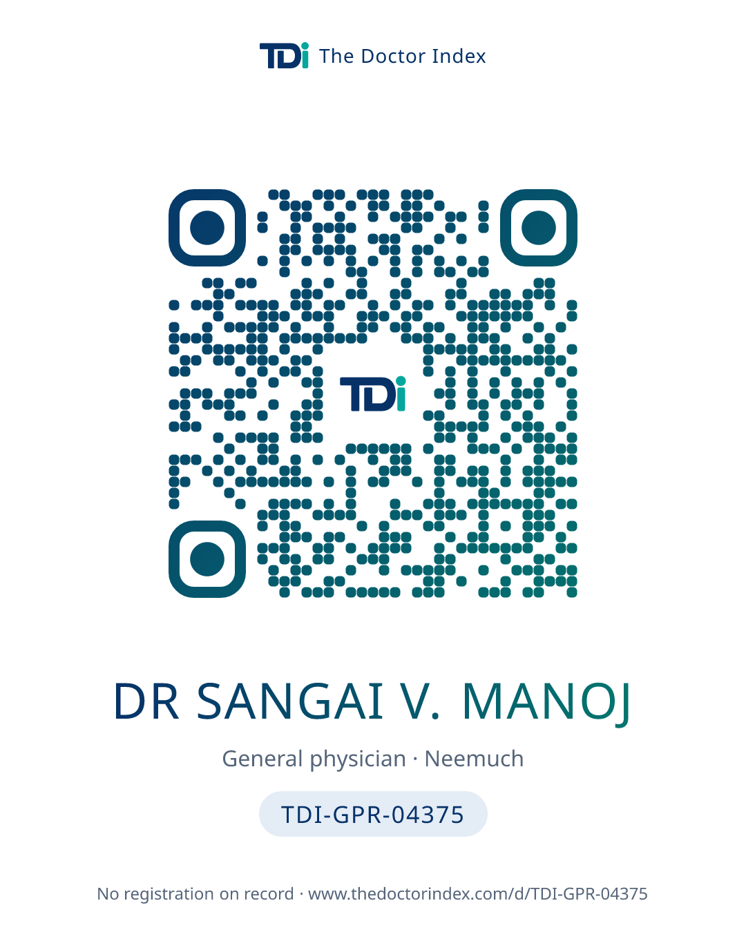 QR card for Dr Sangai V. Manoj, TDI-GPR-04375