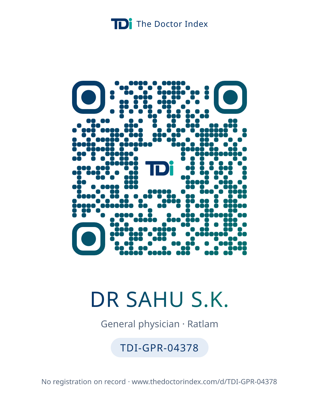 QR card for Dr Sahu S.K., TDI-GPR-04378