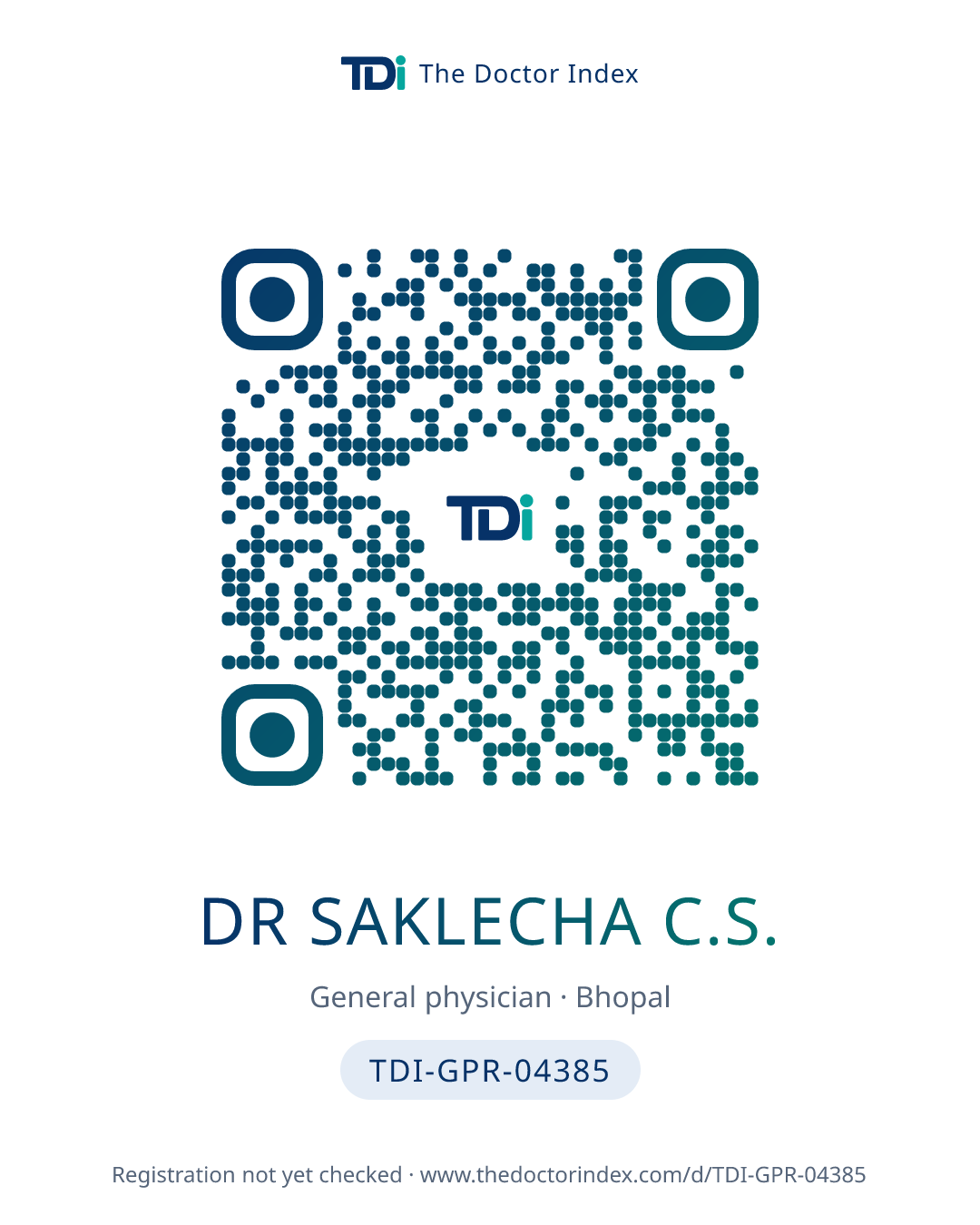 QR card for Dr Saklecha C.S., TDI-GPR-04385