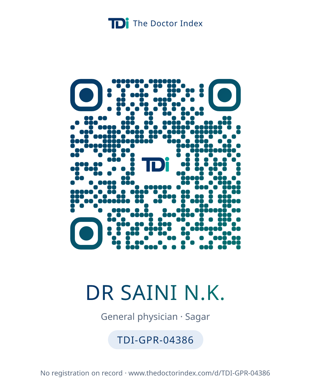 QR card for Dr Saini N.K., TDI-GPR-04386