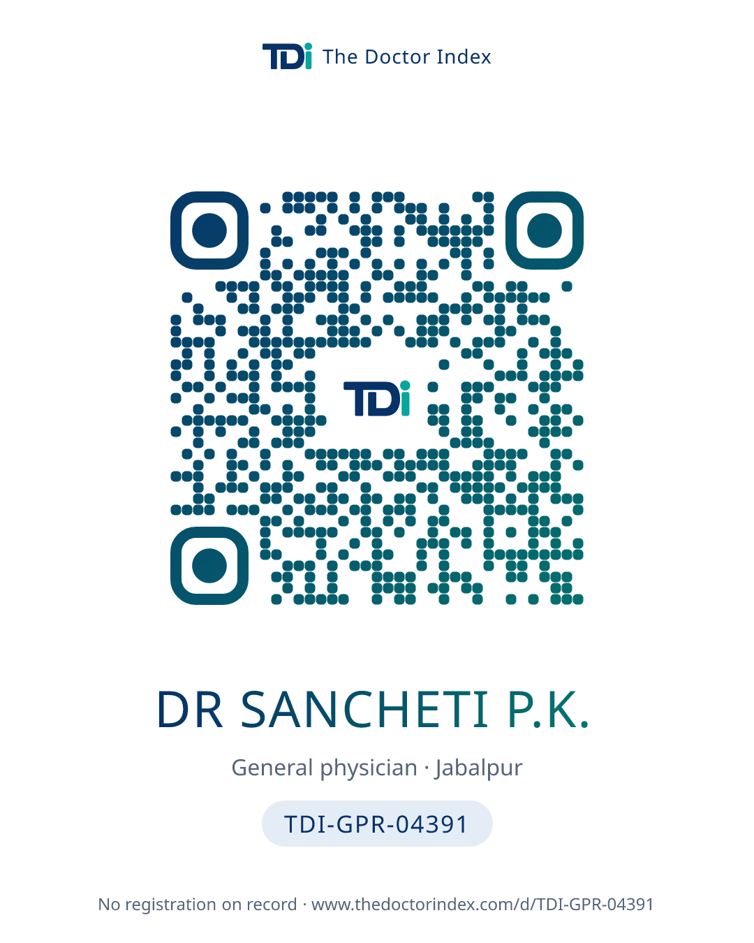 QR card for Dr Sancheti P.K., TDI-GPR-04391