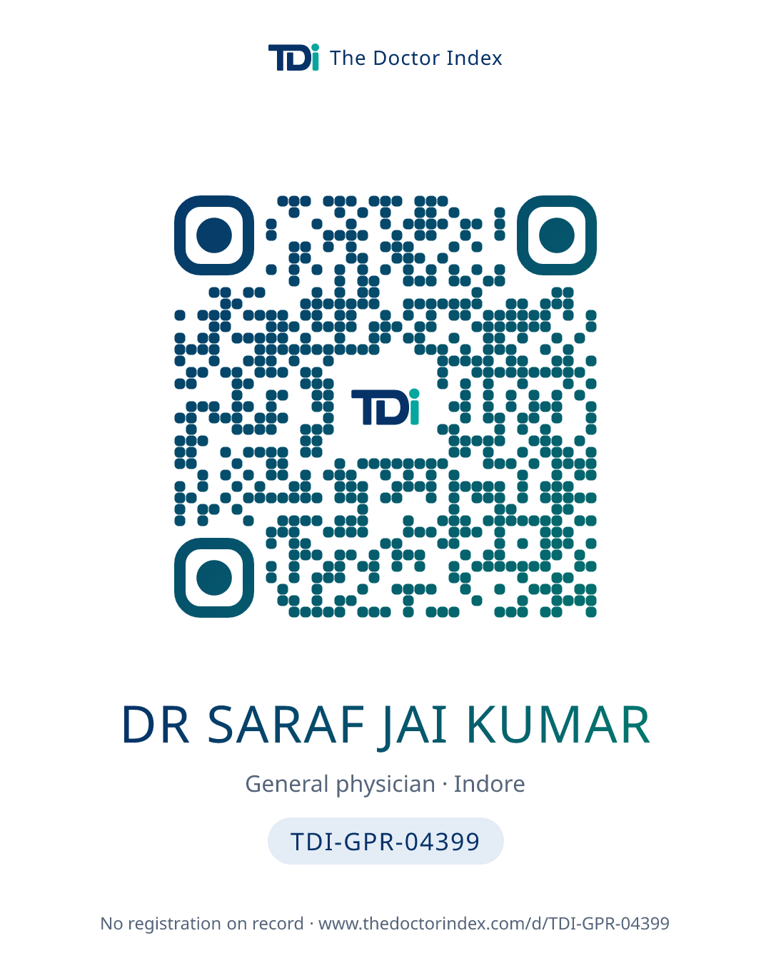 QR card for Dr Saraf Jai Kumar, TDI-GPR-04399
