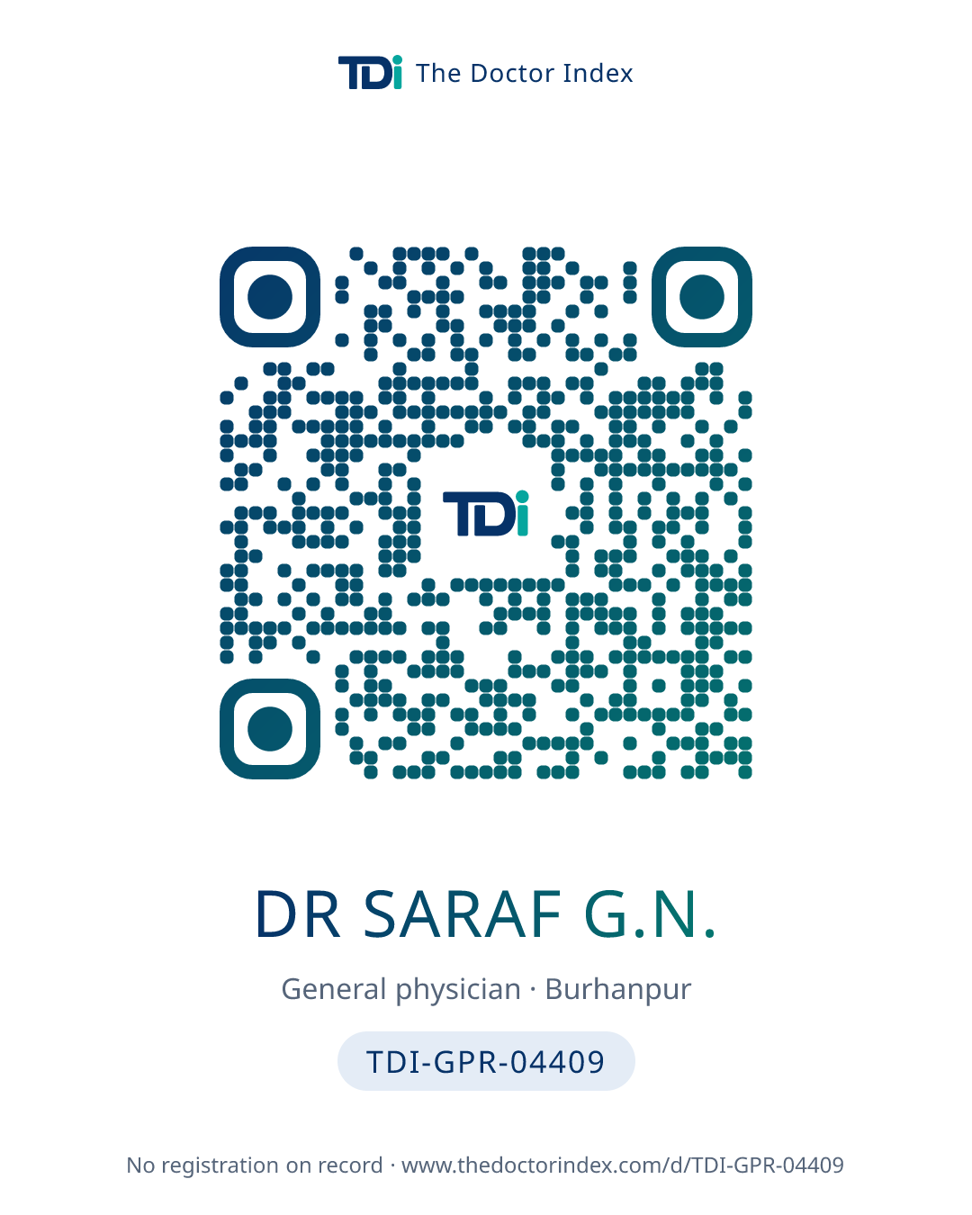 QR card for Dr Saraf G.N., TDI-GPR-04409