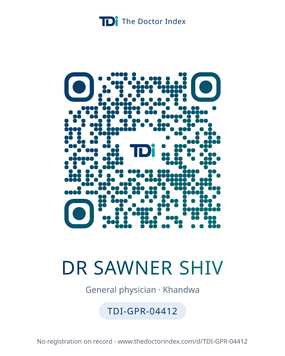 QR card for Dr Sawner Shiv, TDI-GPR-04412