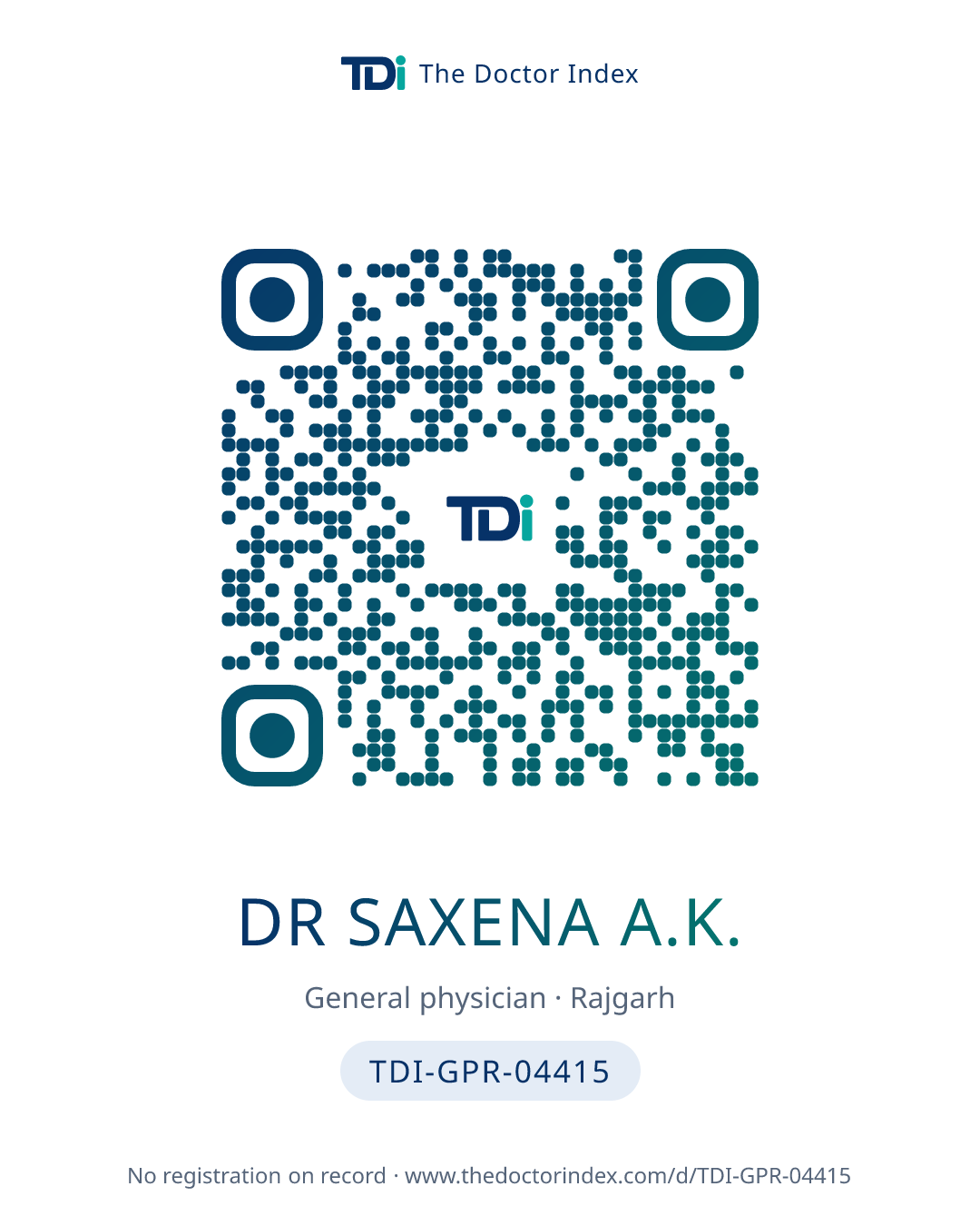 QR card for Dr Saxena A.K., TDI-GPR-04415