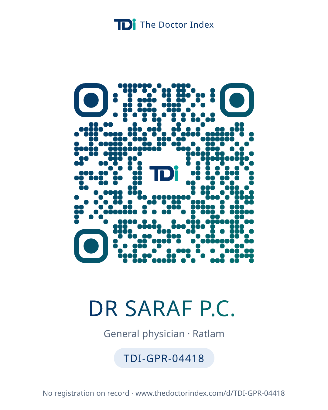 QR card for Dr Saraf P.C., TDI-GPR-04418