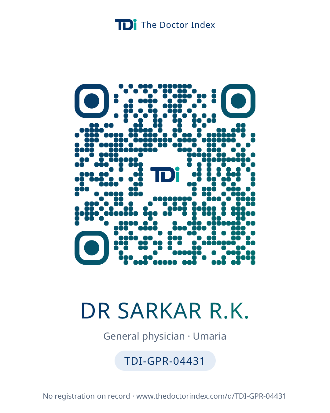 QR card for Dr Sarkar R.K., TDI-GPR-04431