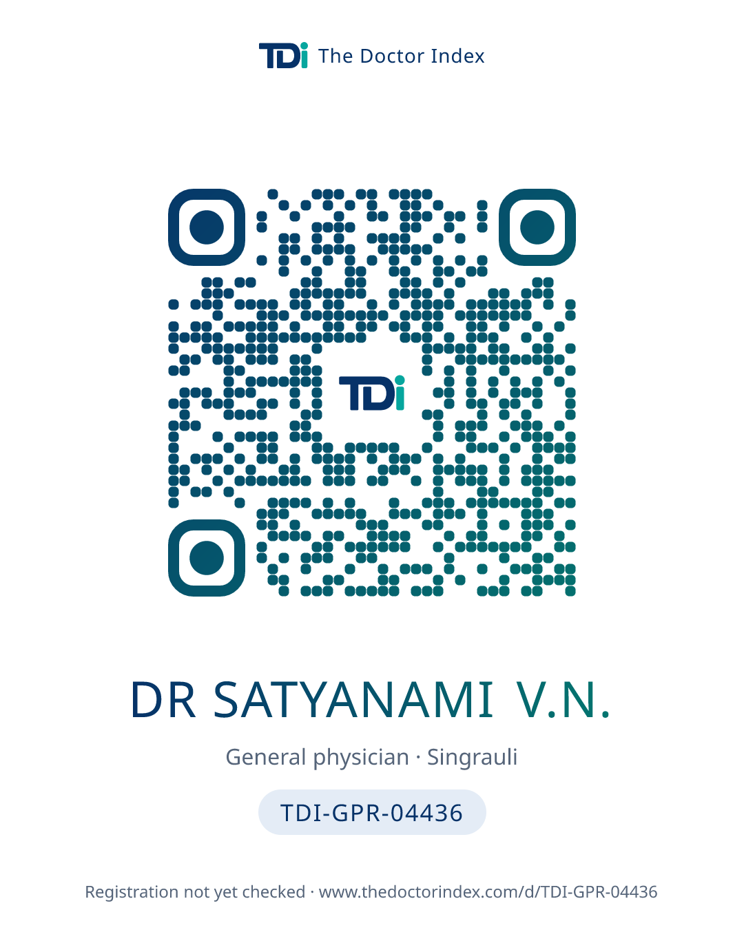 QR card for Dr Satyanami V.N., TDI-GPR-04436