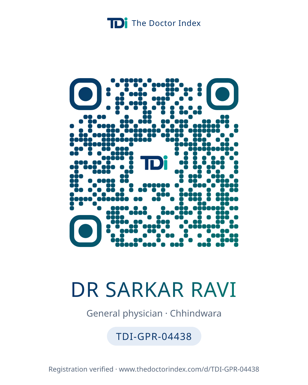 QR card for Dr Sarkar Ravi, TDI-GPR-04438