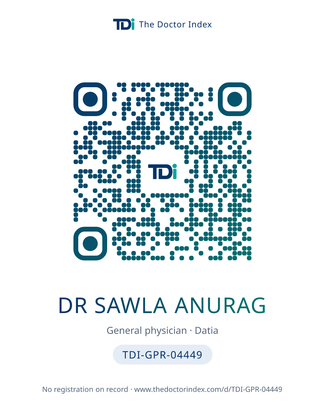 QR card for Dr Sawla Anurag, TDI-GPR-04449