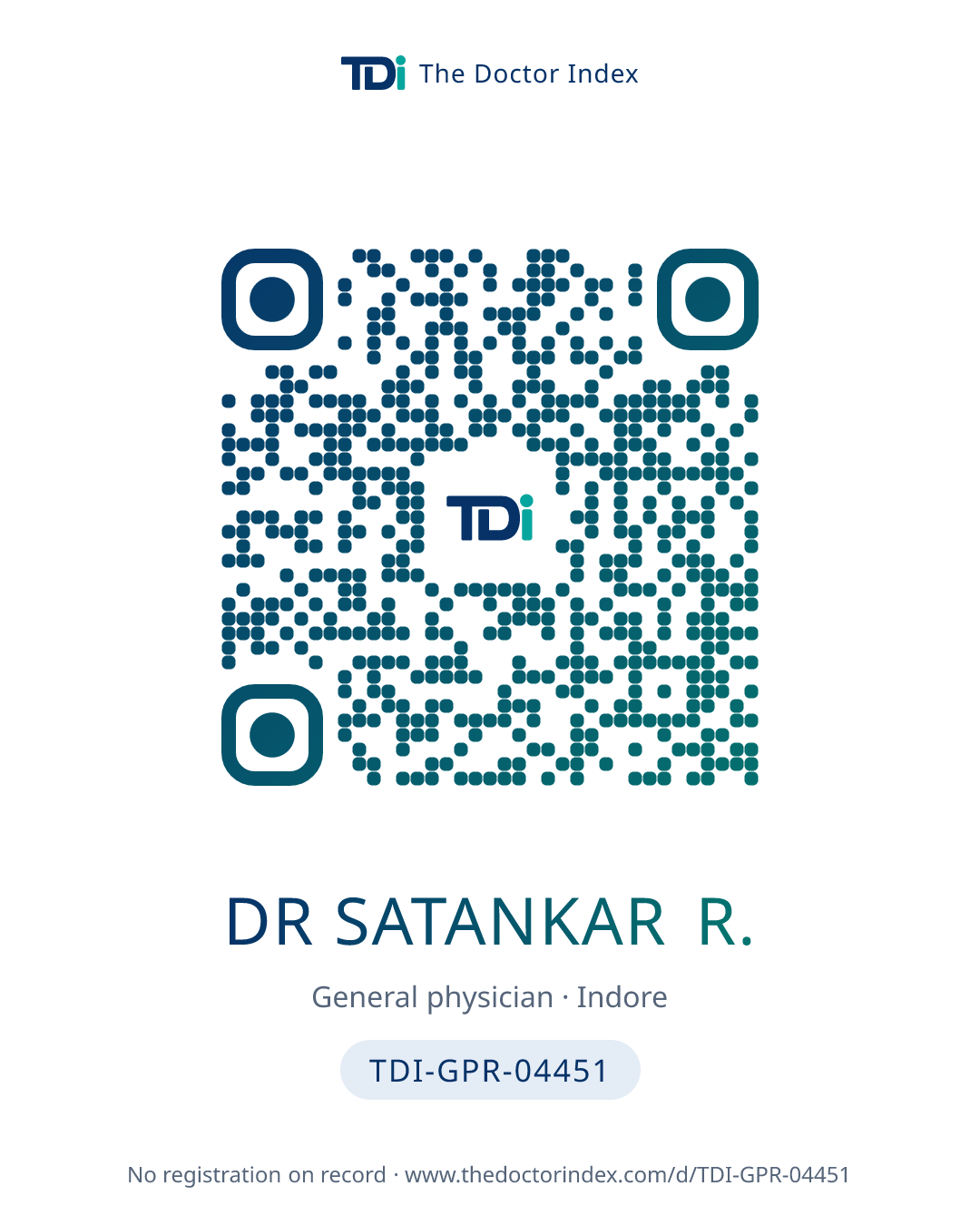 QR card for Dr Satankar R., TDI-GPR-04451