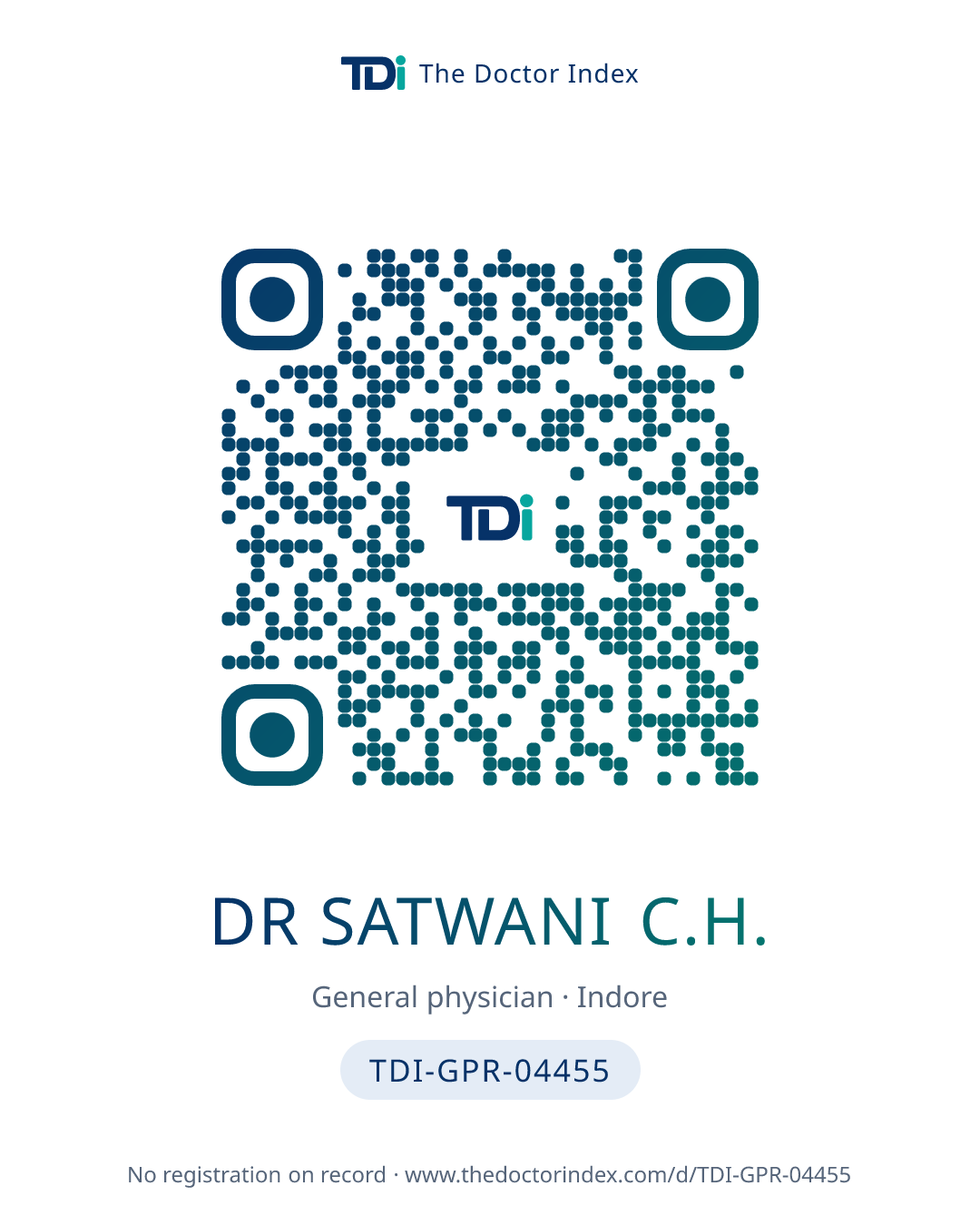 QR card for Dr Satwani C.H., TDI-GPR-04455