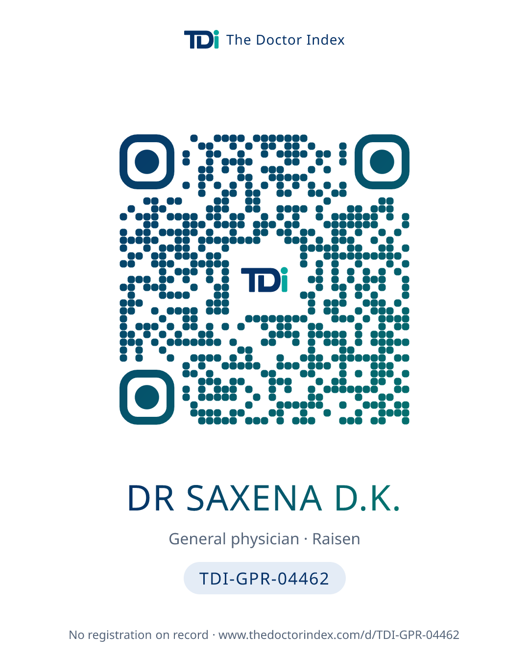 QR card for Dr Saxena D.K., TDI-GPR-04462