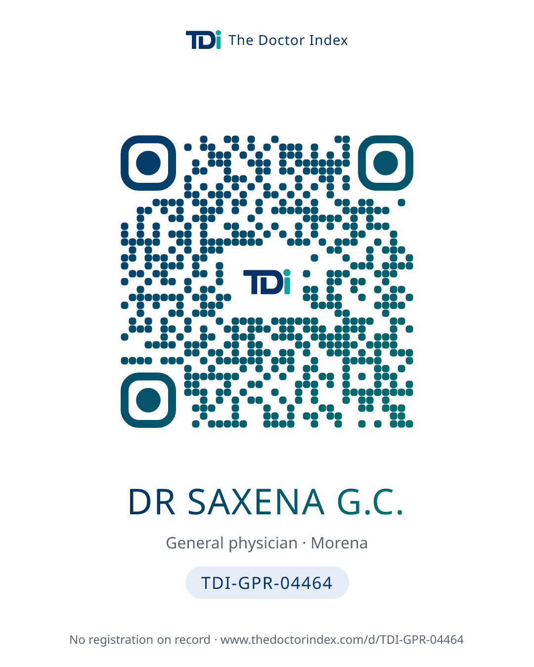 QR card for Dr Saxena G.C., TDI-GPR-04464