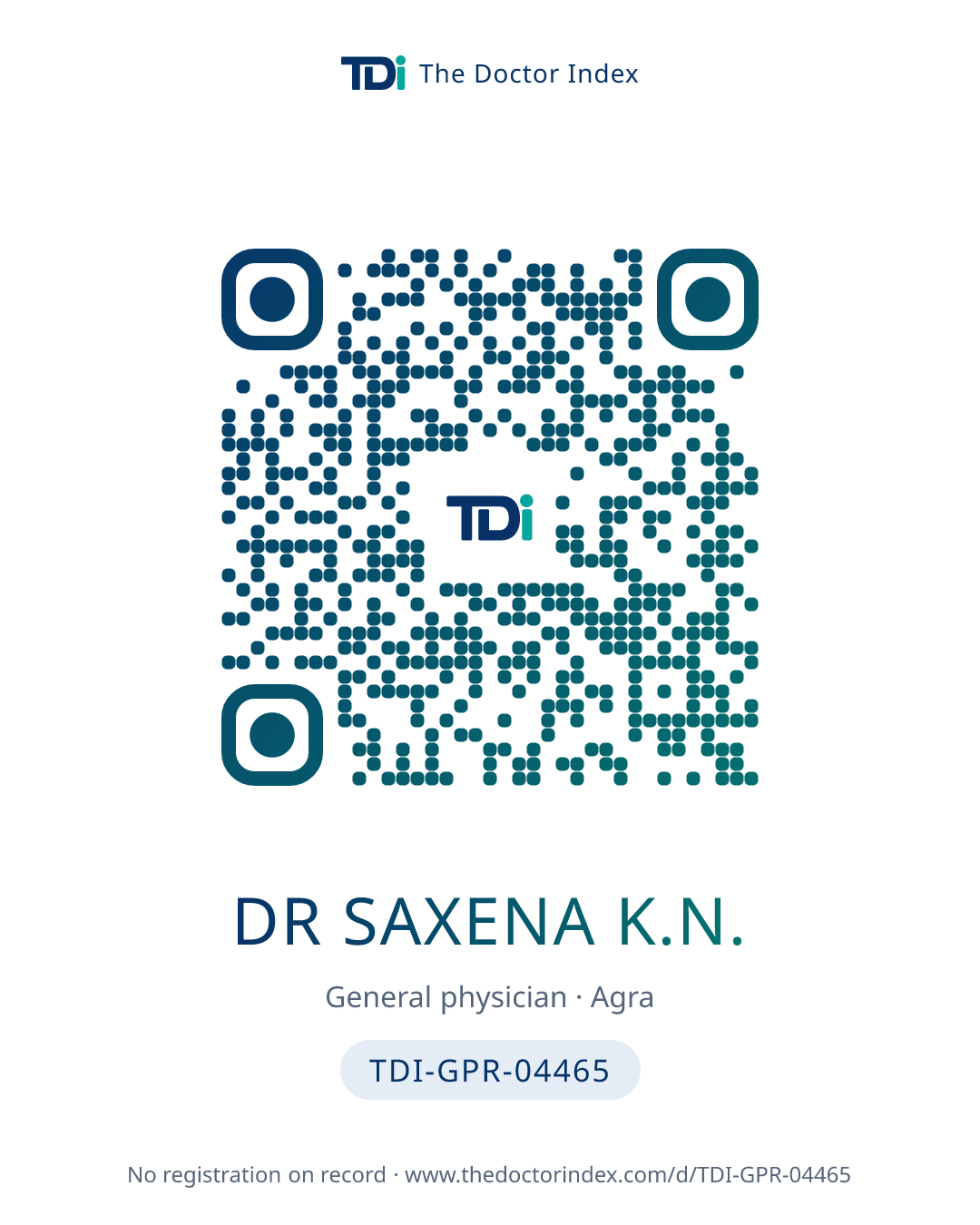 QR card for Dr Saxena K.N., TDI-GPR-04465