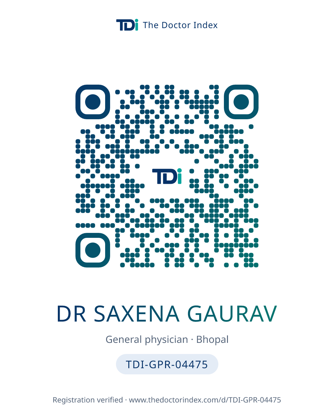 QR card for Dr Saxena Gaurav, TDI-GPR-04475