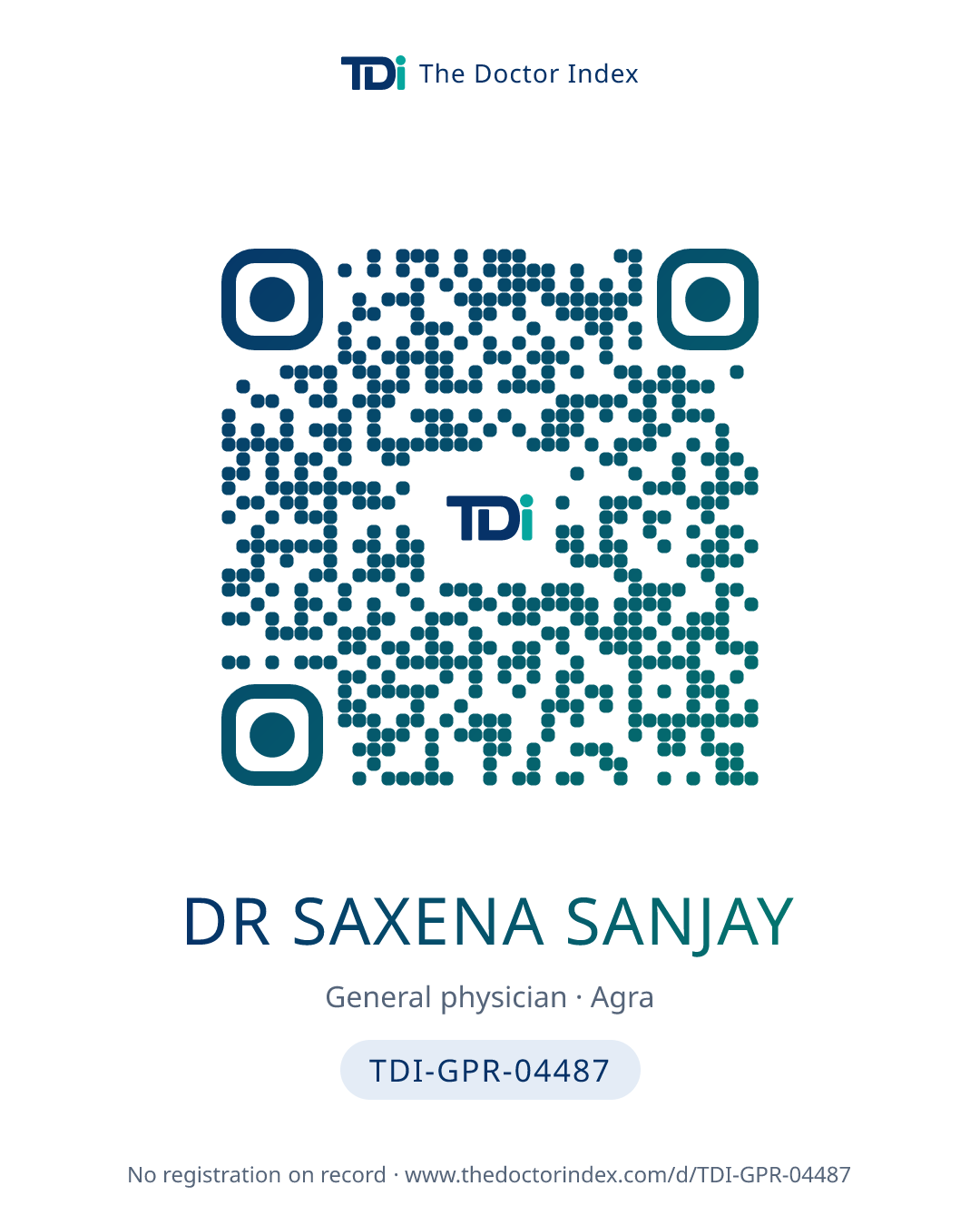 QR card for Dr Saxena Sanjay, TDI-GPR-04487