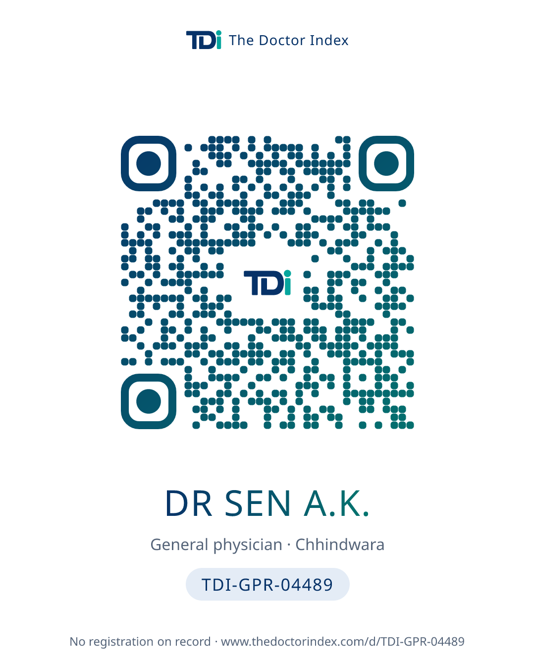 QR card for Dr Sen A.K., TDI-GPR-04489