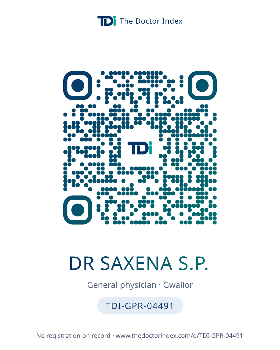 QR card for Dr Saxena S.P., TDI-GPR-04491