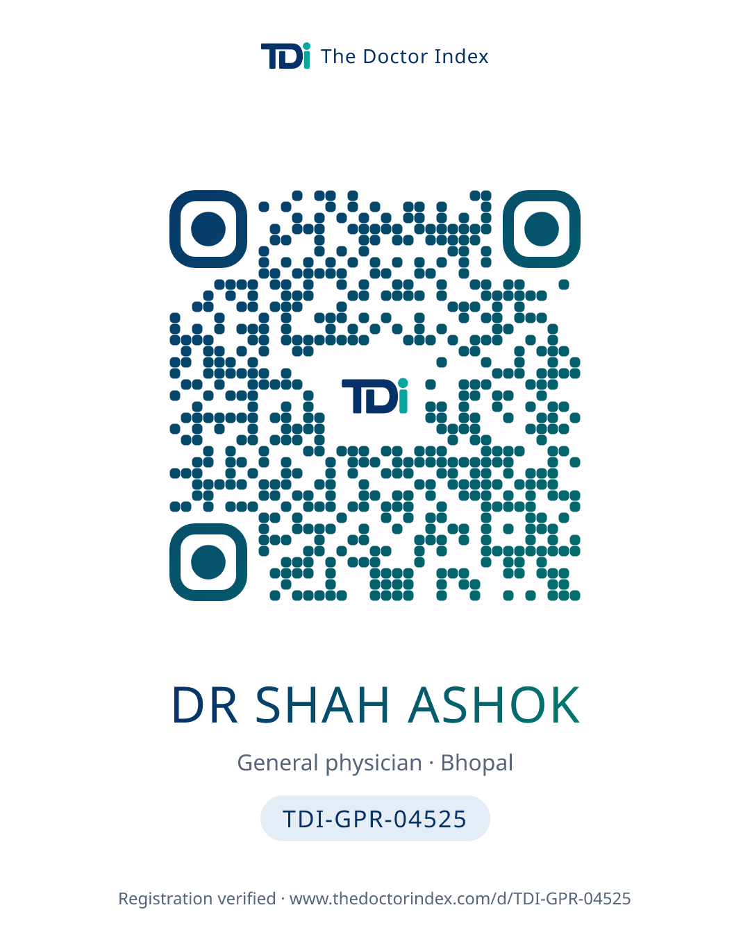 QR card for Dr Shah Ashok, TDI-GPR-04525