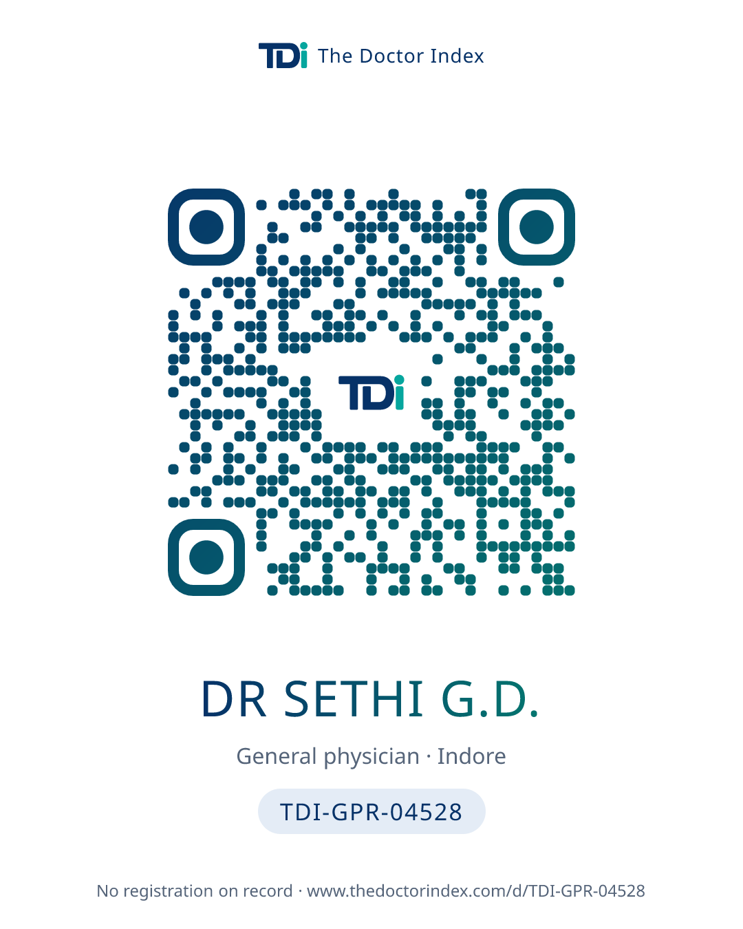 QR card for Dr Sethi G.D., TDI-GPR-04528