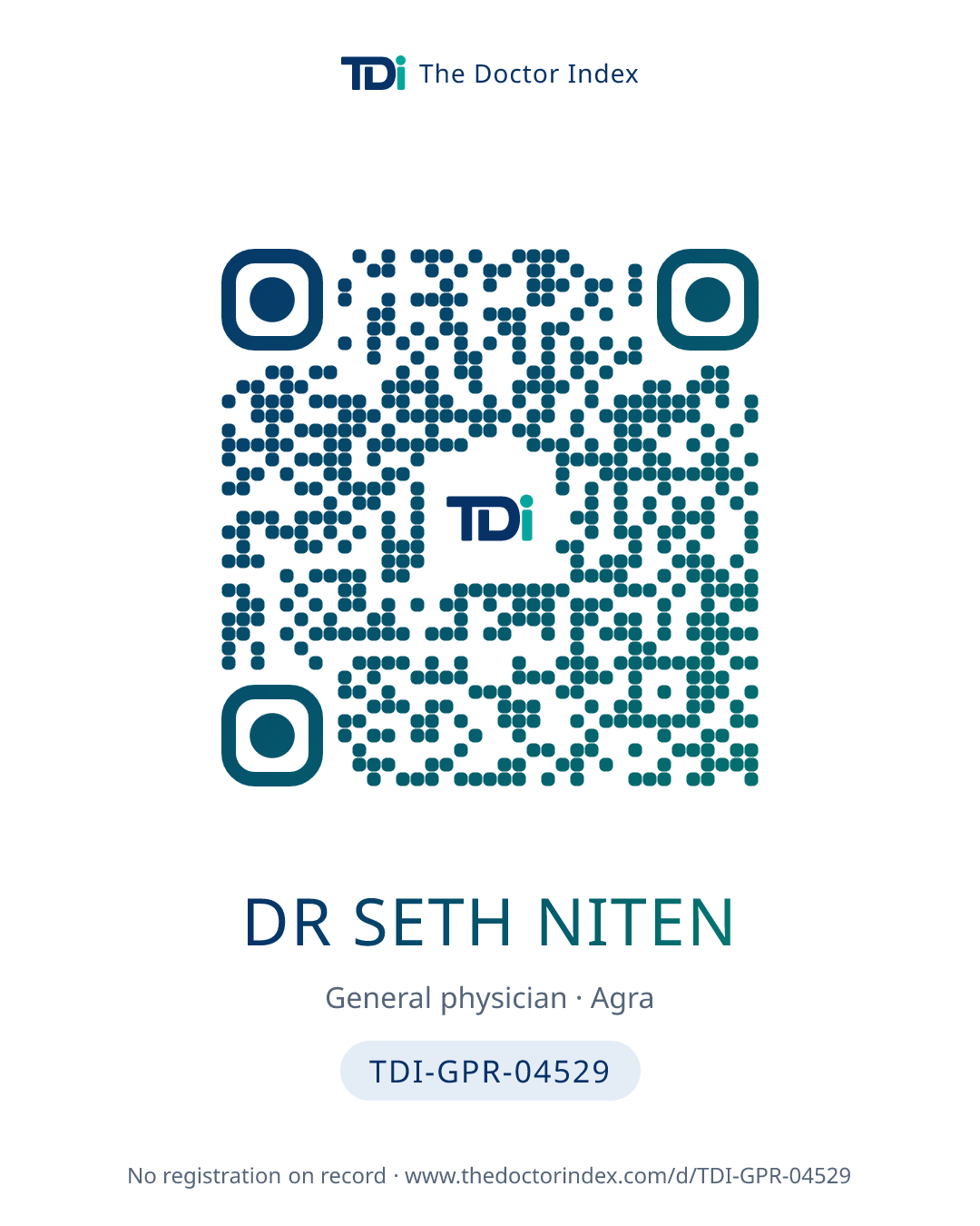 QR card for Dr Seth Niten, TDI-GPR-04529
