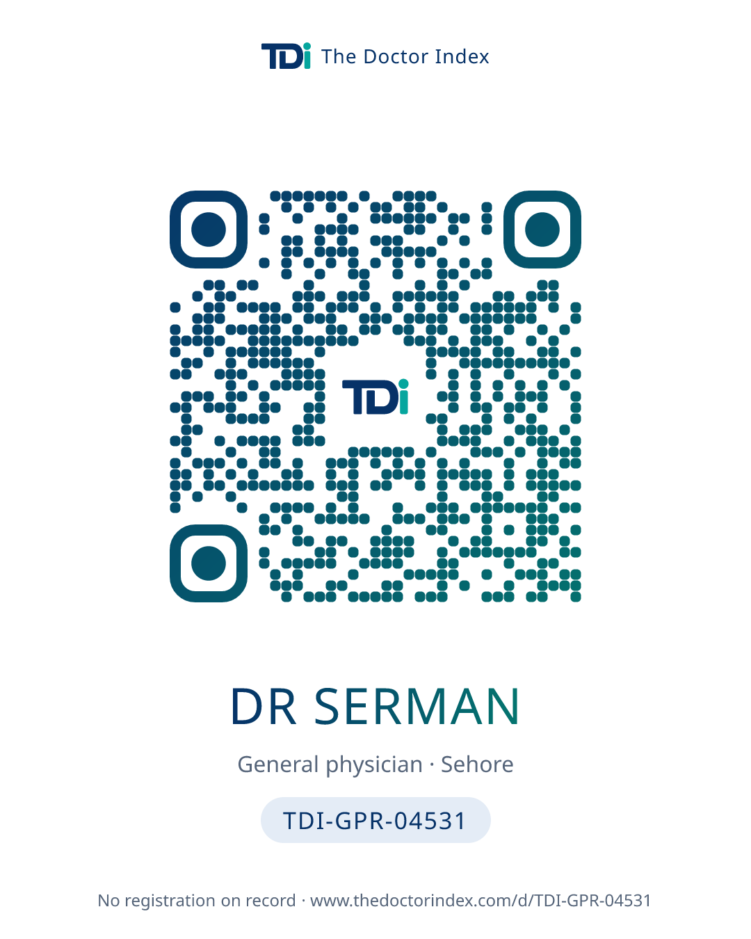 QR card for Dr Serman, TDI-GPR-04531