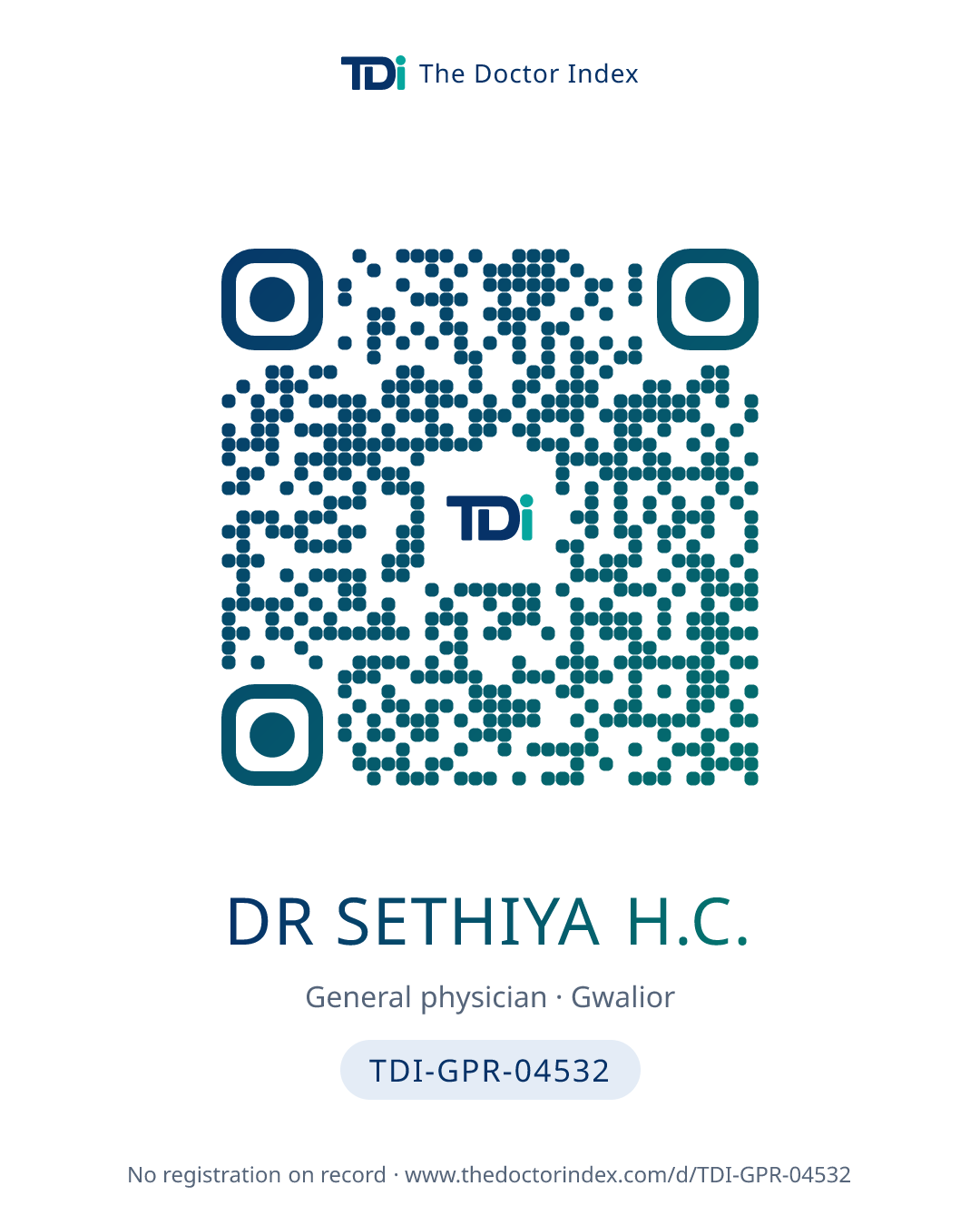 QR card for Dr Sethiya H.C., TDI-GPR-04532