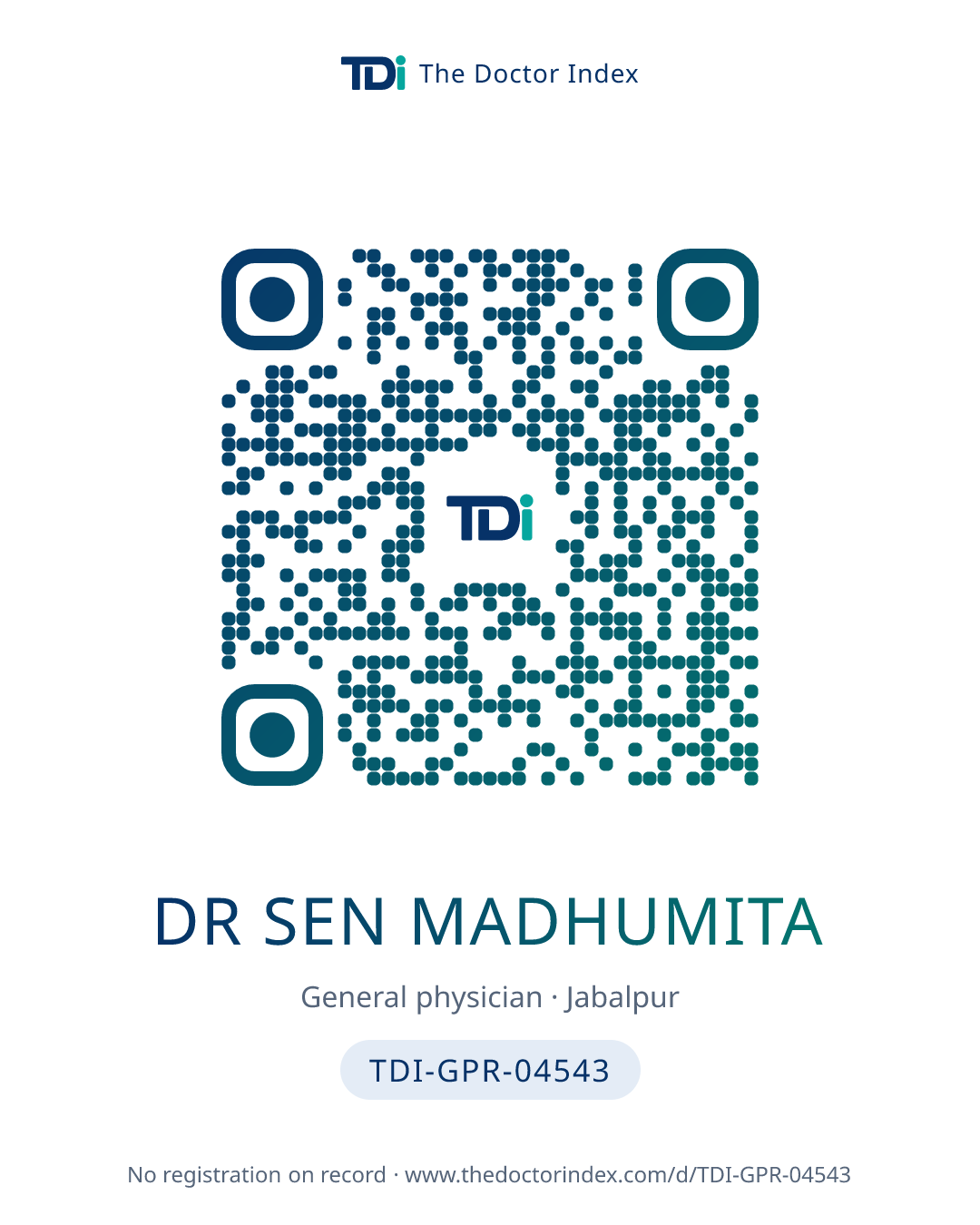 QR card for Dr Sen Madhumita, TDI-GPR-04543