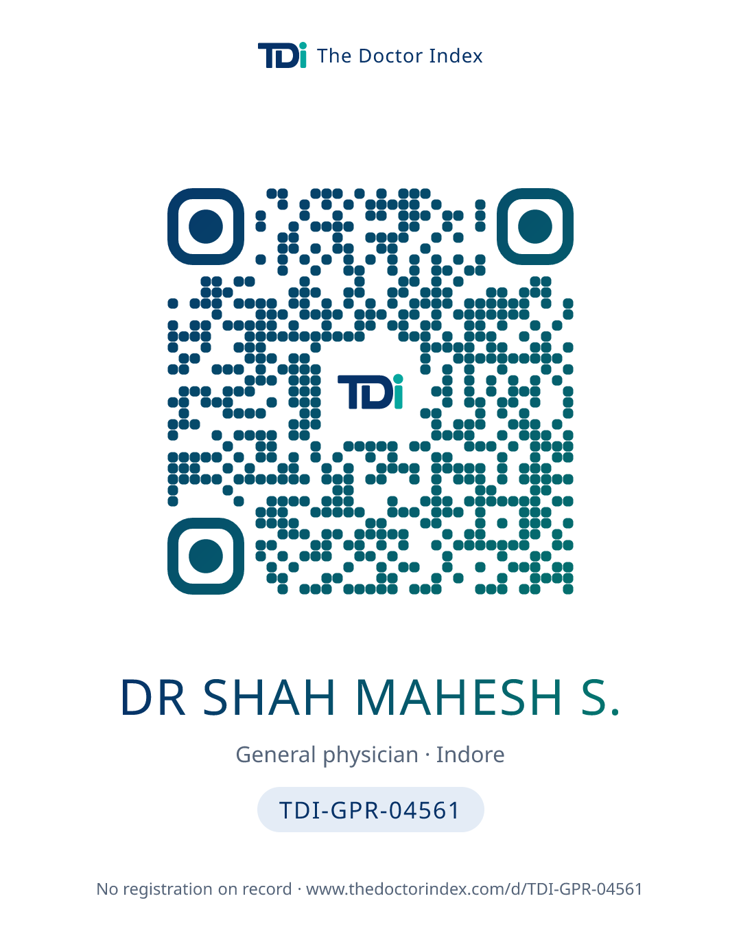QR card for Dr Shah Mahesh S., TDI-GPR-04561