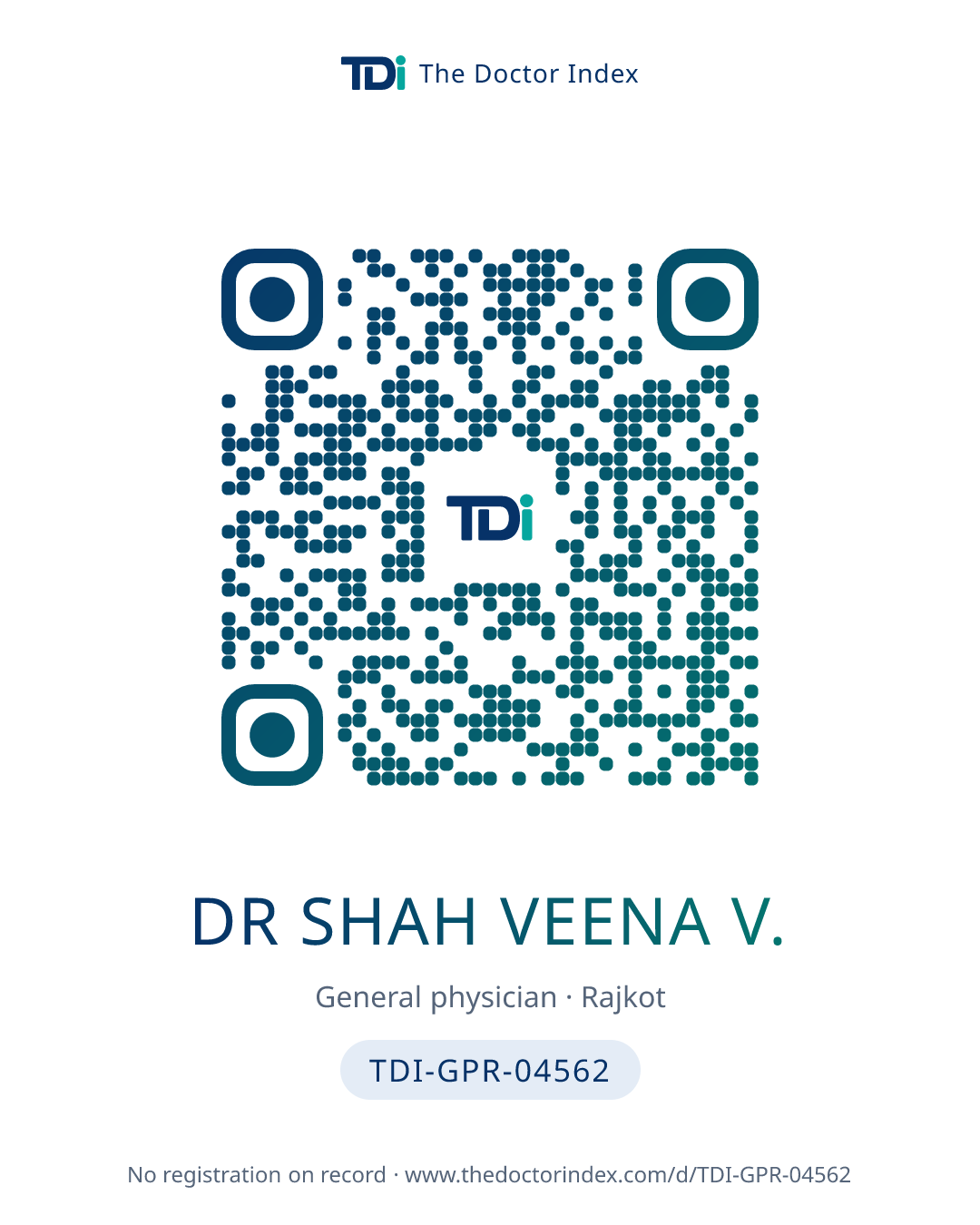 QR card for Dr Shah Veena V., TDI-GPR-04562