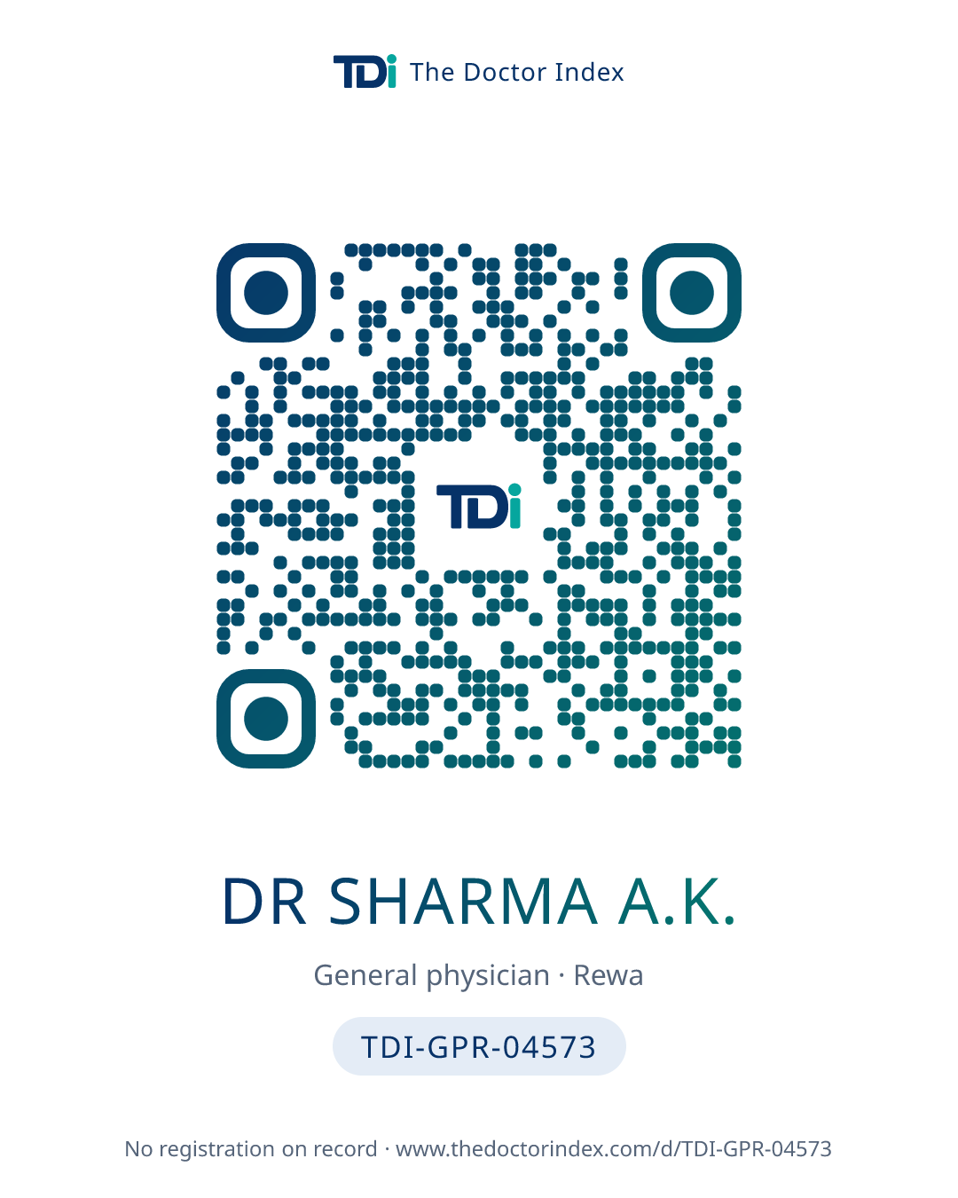 QR card for Dr Sharma A.K., TDI-GPR-04573