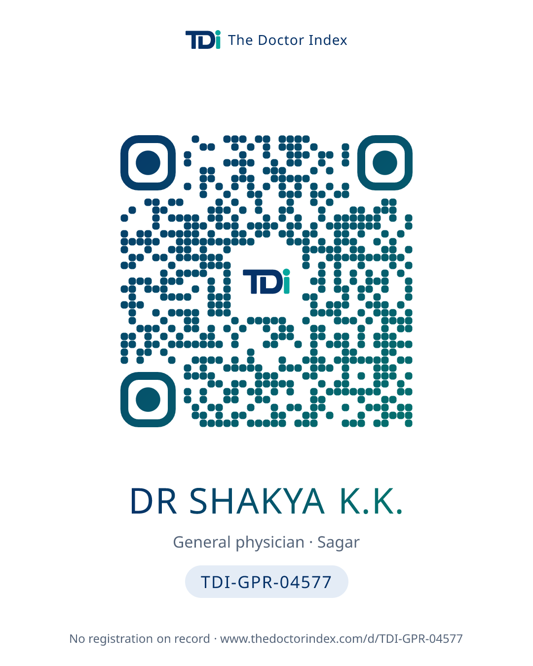 QR card for Dr Shakya K.K., TDI-GPR-04577