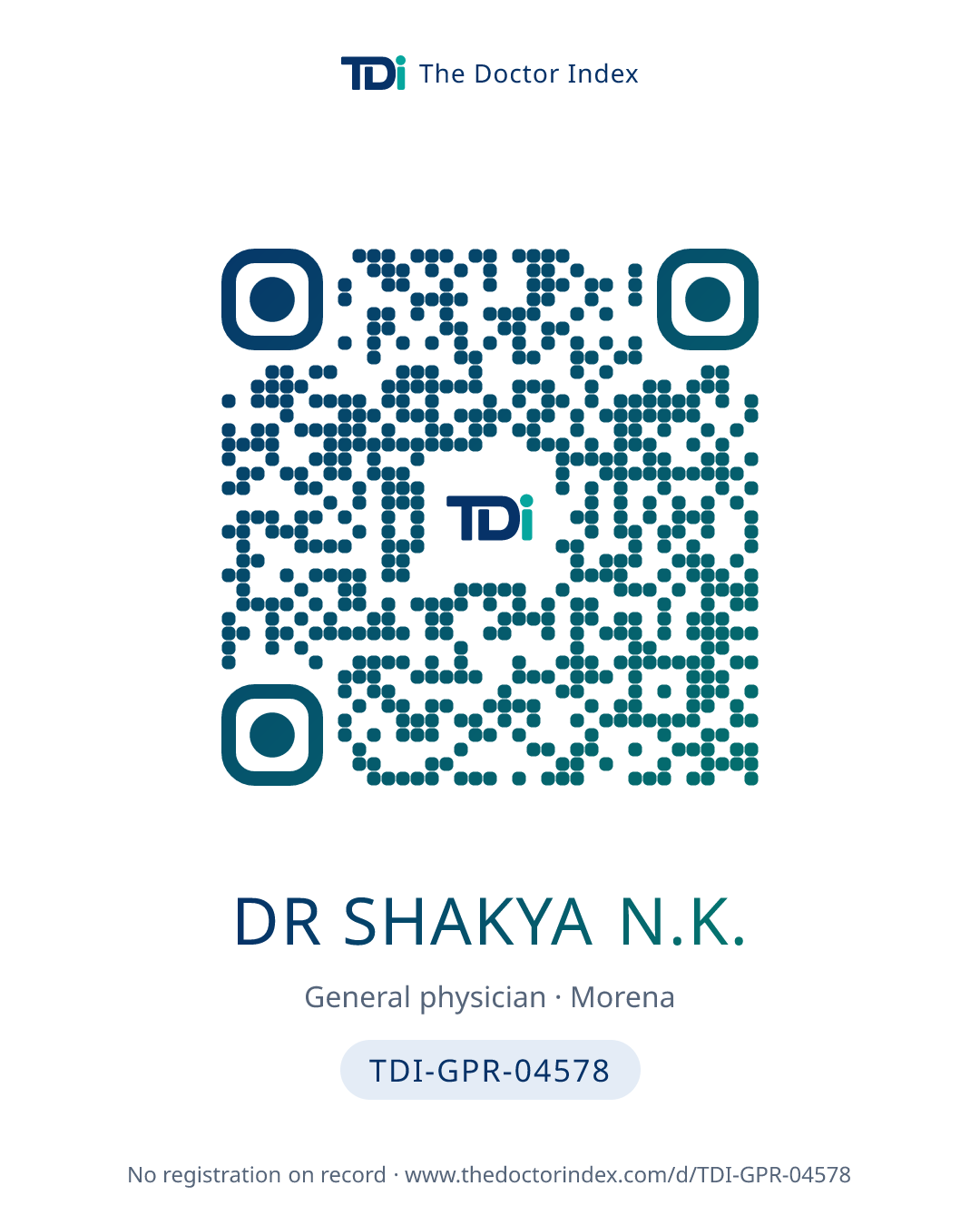 QR card for Dr Shakya N.K., TDI-GPR-04578
