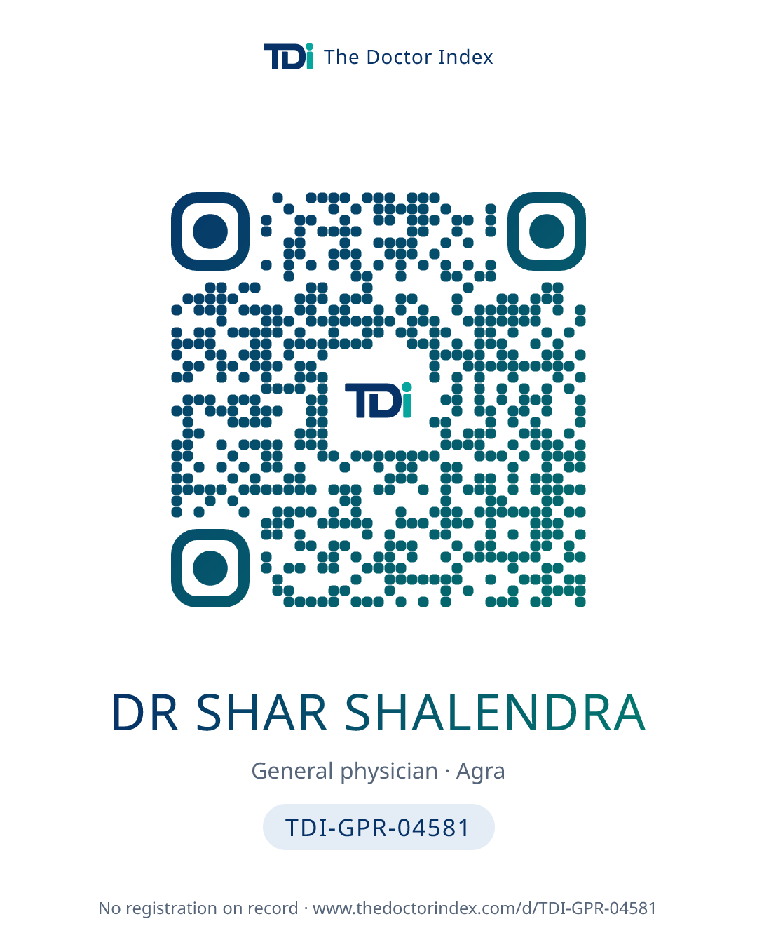 QR card for Dr Shar Shalendra, TDI-GPR-04581